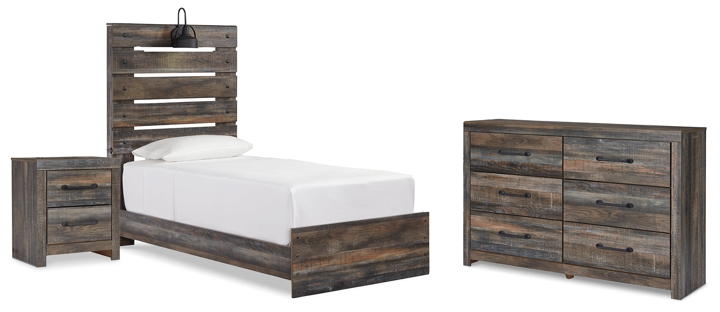 Diamond Furniture - Ashley Furniture - Drystan Twin Panel Bed, Dresser and Nightstand - Twin Panel Bed, Dresser and Nightstand - B211B86