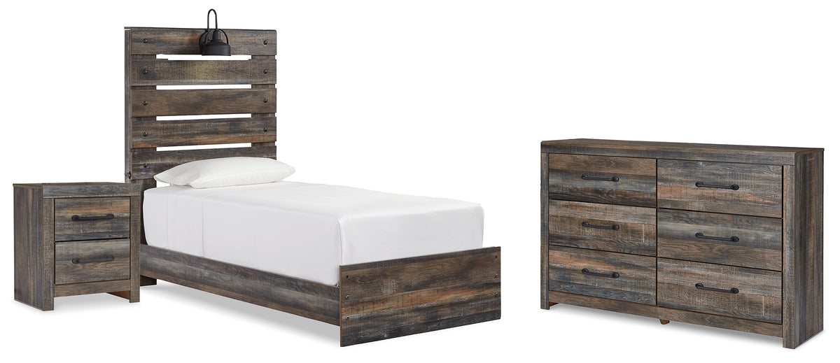 Diamond Furniture - Ashley Furniture - Drystan Twin Panel Bed, Dresser and Nightstand - Twin Panel Bed, Dresser and Nightstand - B211B86