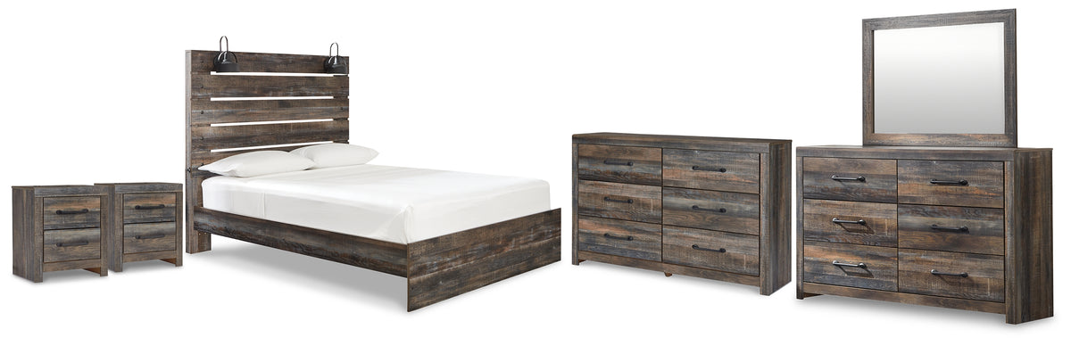 Diamond Furniture - Ashley Furniture - Drystan Queen Panel Bed, 2 Dressers, Mirror and 2 Nightstands - Queen Panel Bed, 2 Dressers, Mirror and 2 Nightstands - B211B118