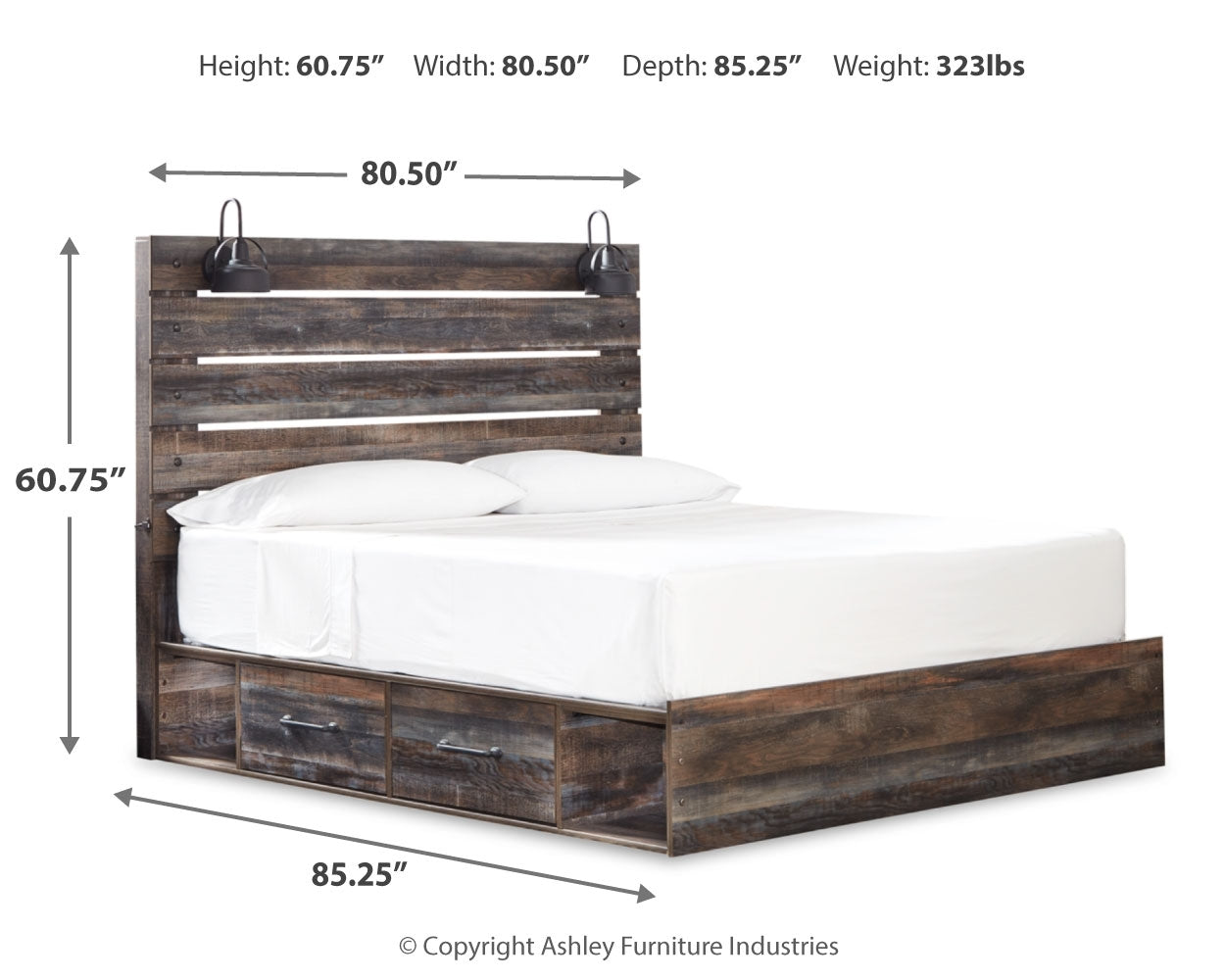 Drystan King Panel Bed with Storage, Dresser, Mirror, Chest and 2 Nightstands