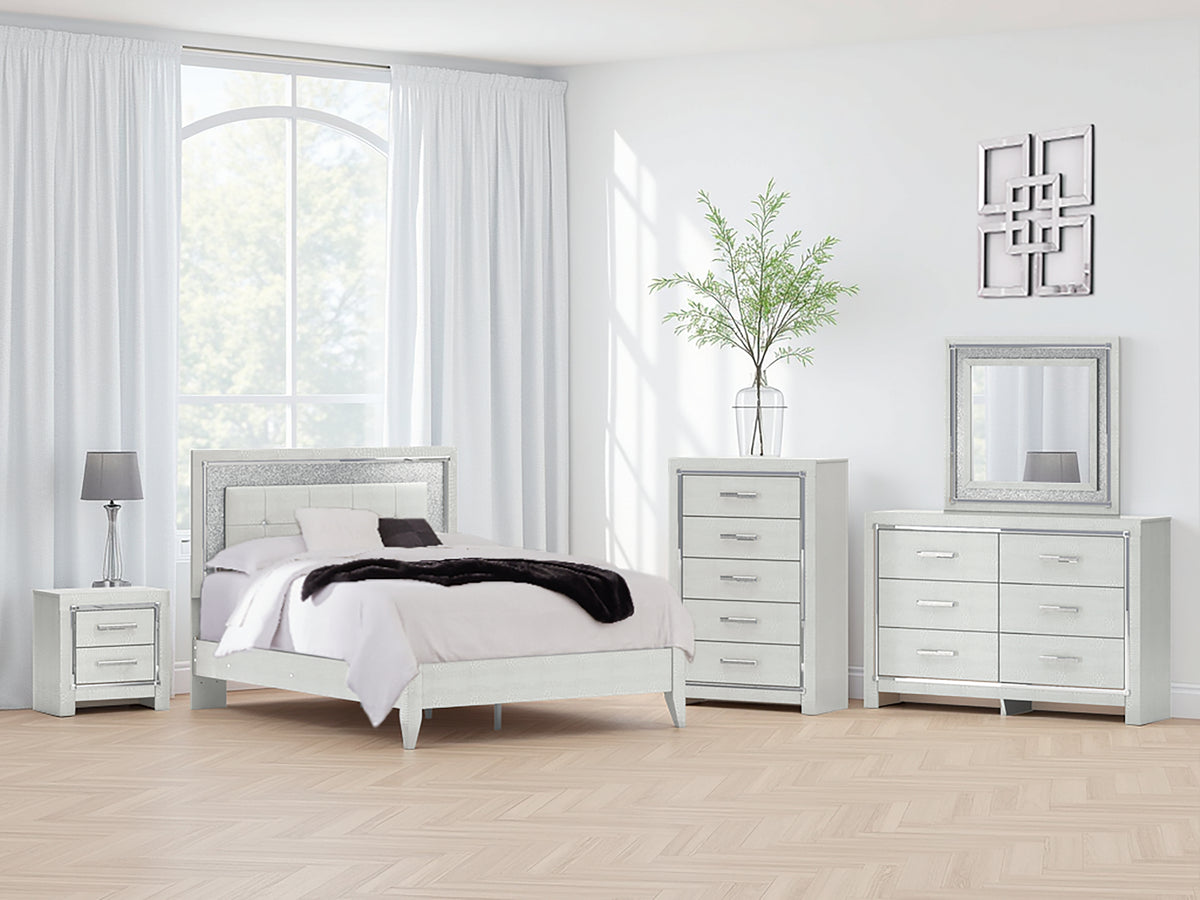 Diamond Furniture - Ashley Furniture - Zyniden Queen Upholstered Panel Bed - Queen Upholstered Panel Bed / Silver - B2114B2