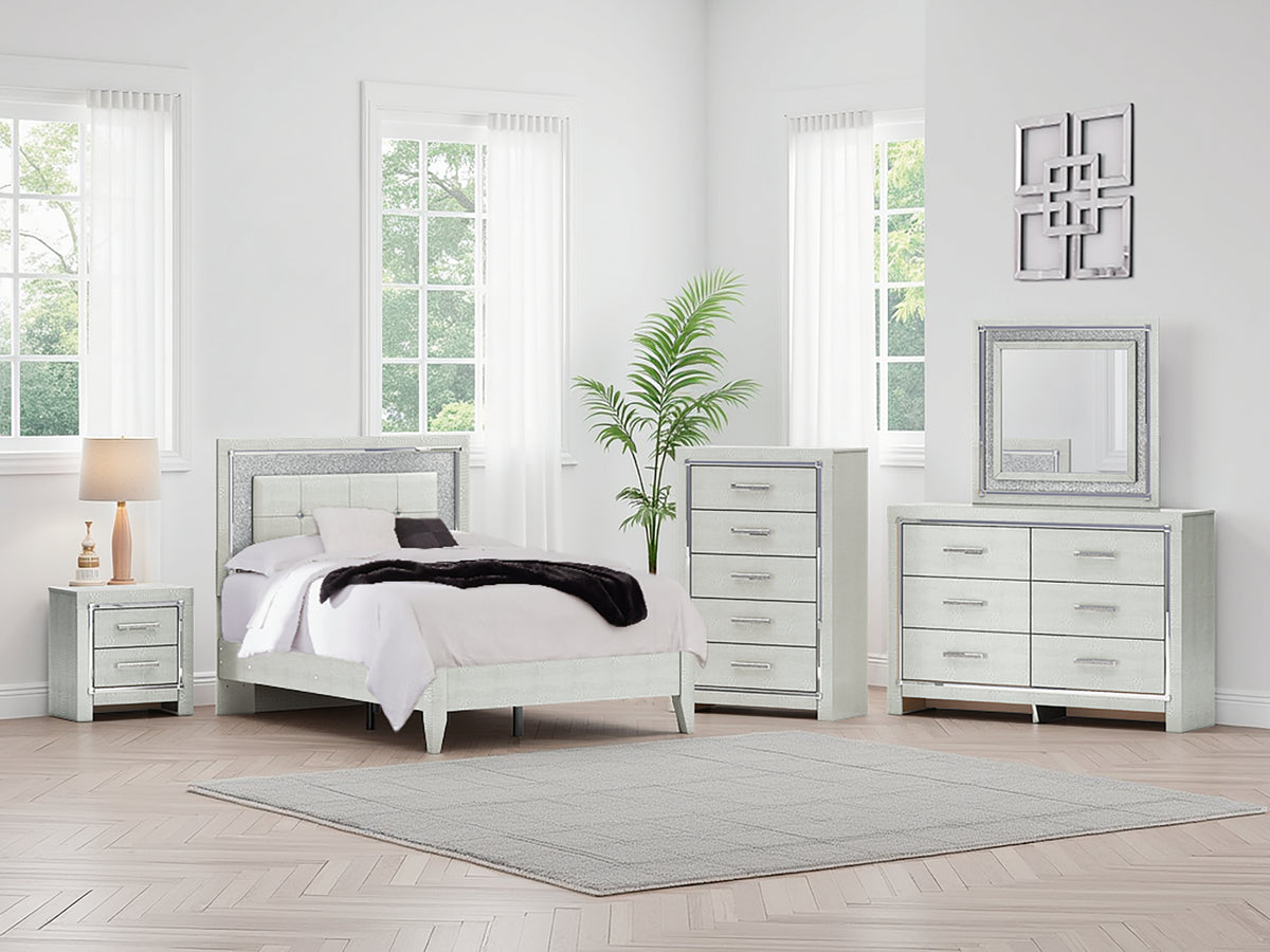 Diamond Furniture - Ashley Furniture - Zyniden Full Upholstered Panel Bed - Full Upholstered Panel Bed / Silver - B2114B4