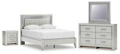 Diamond Furniture - Ashley Furniture - Zyniden Queen Upholstered Panel Bed, Dresser, Mirror and Nightstand - Queen Upholstered Panel Bed, Dresser, Mirror and Nightstand - B2114B7