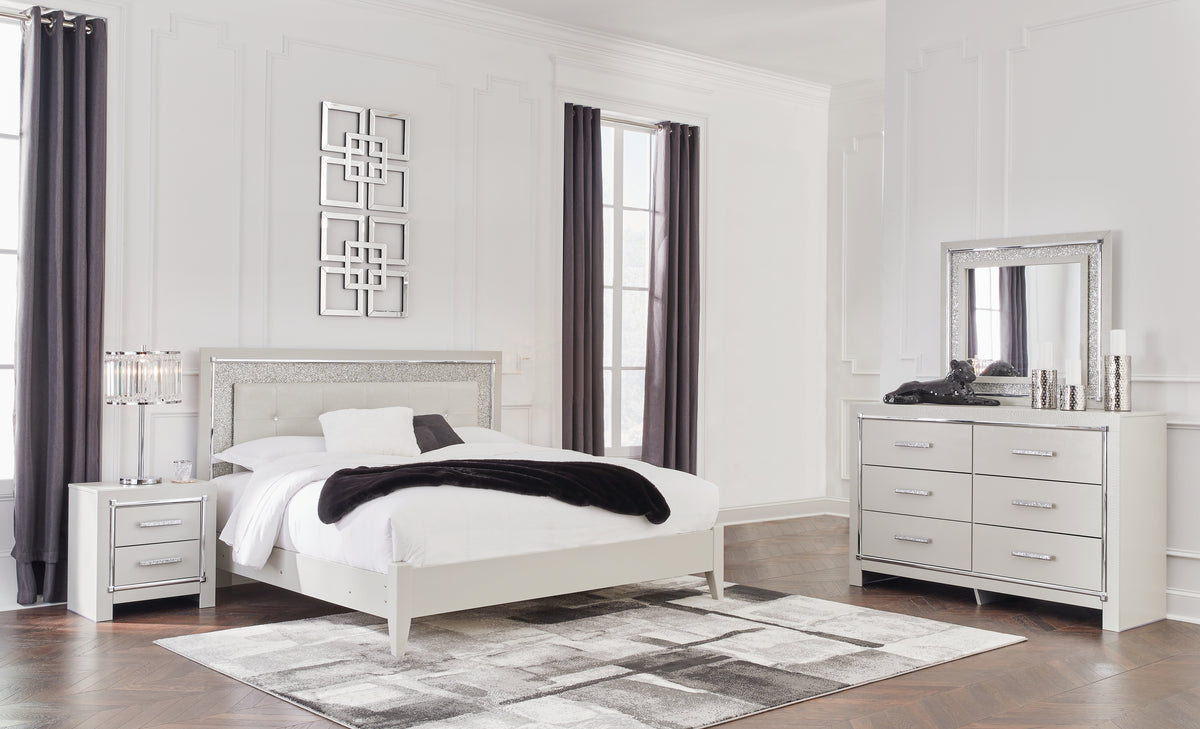Diamond Furniture - Ashley Furniture - Zyniden King Upholstered Panel Bed, Dresser, Mirror and Nightstand - King Upholstered Panel Bed, Dresser, Mirror and Nightstand - B2114B8