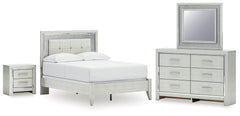 Diamond Furniture - Ashley Furniture - Zyniden Full Panel Bed, Dresser, Mirror and Nightstand - Full Panel Bed, Dresser, Mirror and Nightstand / Silver - B2114B18