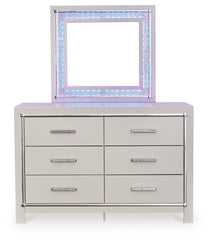 Zyniden Queen Upholstered Panel Headboard, Dresser and Mirror