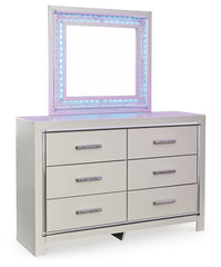 Zyniden Queen Upholstered Panel Headboard, Dresser and Mirror