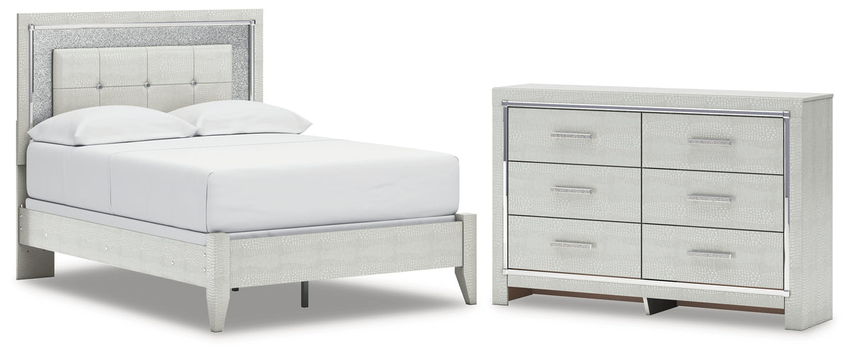 Diamond Furniture - Ashley Furniture - Zyniden Full Panel Bed and Dresser - Full Panel Bed and Dresser / Silver - B2114B27