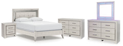 Diamond Furniture - Ashley Furniture - Zyniden Queen Upholstered Panel Bed, 2 Dressers, Mirror and Nightstand - Queen Upholstered Panel Bed, 2 Dressers, Mirror and Nightstand - B2114B20