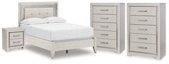 Diamond Furniture - Ashley Furniture - Zyniden Full Panel Bed, 2 Chests and Nightstand - Full Panel Bed, 2 Chests and Nightstand / Silver - B2114B26