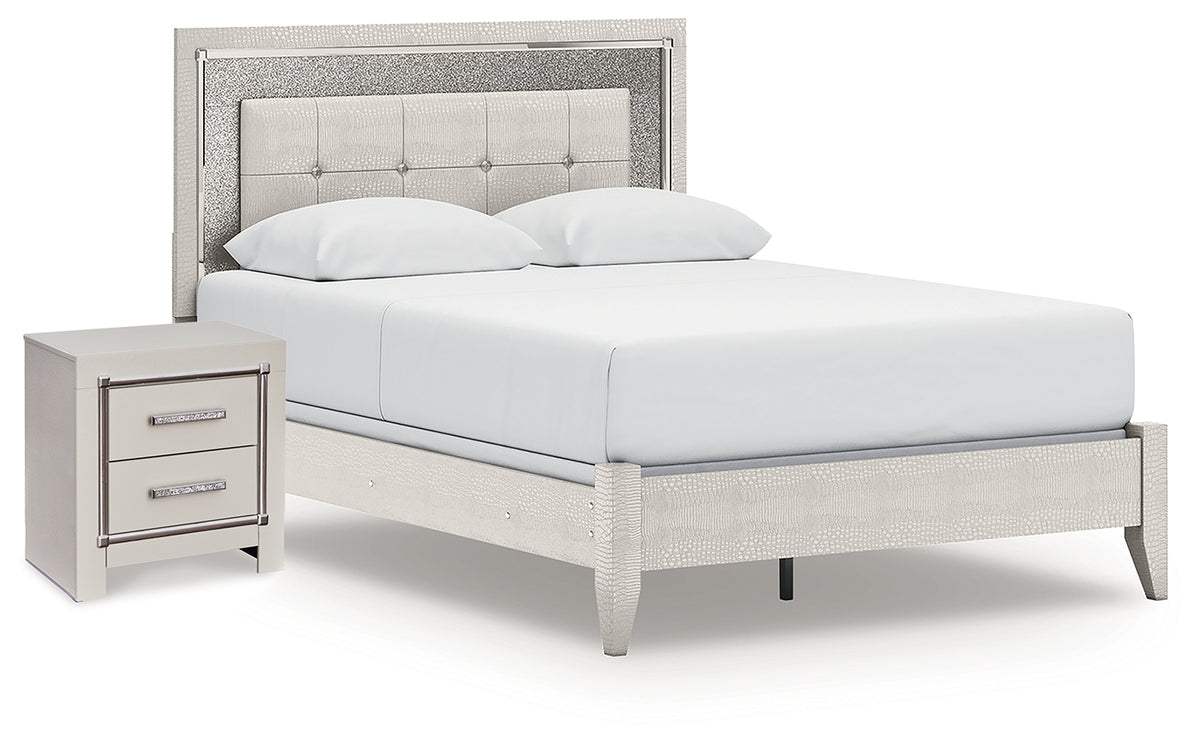 Diamond Furniture - Ashley Furniture - Zyniden Queen Panel Bed and Nightstand - Queen Panel Bed and Nightstand / Silver - B2114B23