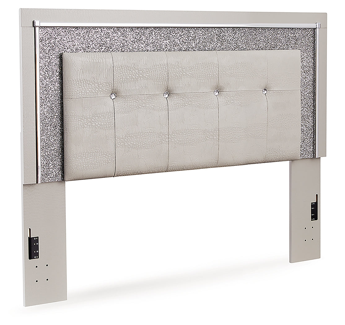 Zyniden Queen Upholstered Panel Headboard, Dresser and Mirror