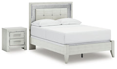 Diamond Furniture - Ashley Furniture - Zyniden Full Upholstered Panel Bed and Nightstand - Full Upholstered Panel Bed and Nightstand / Silver - B2114B22