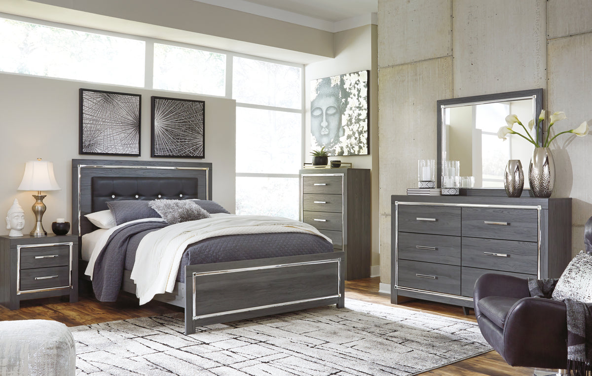 Diamond Furniture - Ashley Furniture - Lodanna Queen Upholstered Panel Bed, Dresser, Mirror and 2 Nightstands - Queen Upholstered Panel Bed, Dresser, Mirror and 2 Nightstands - B214B36