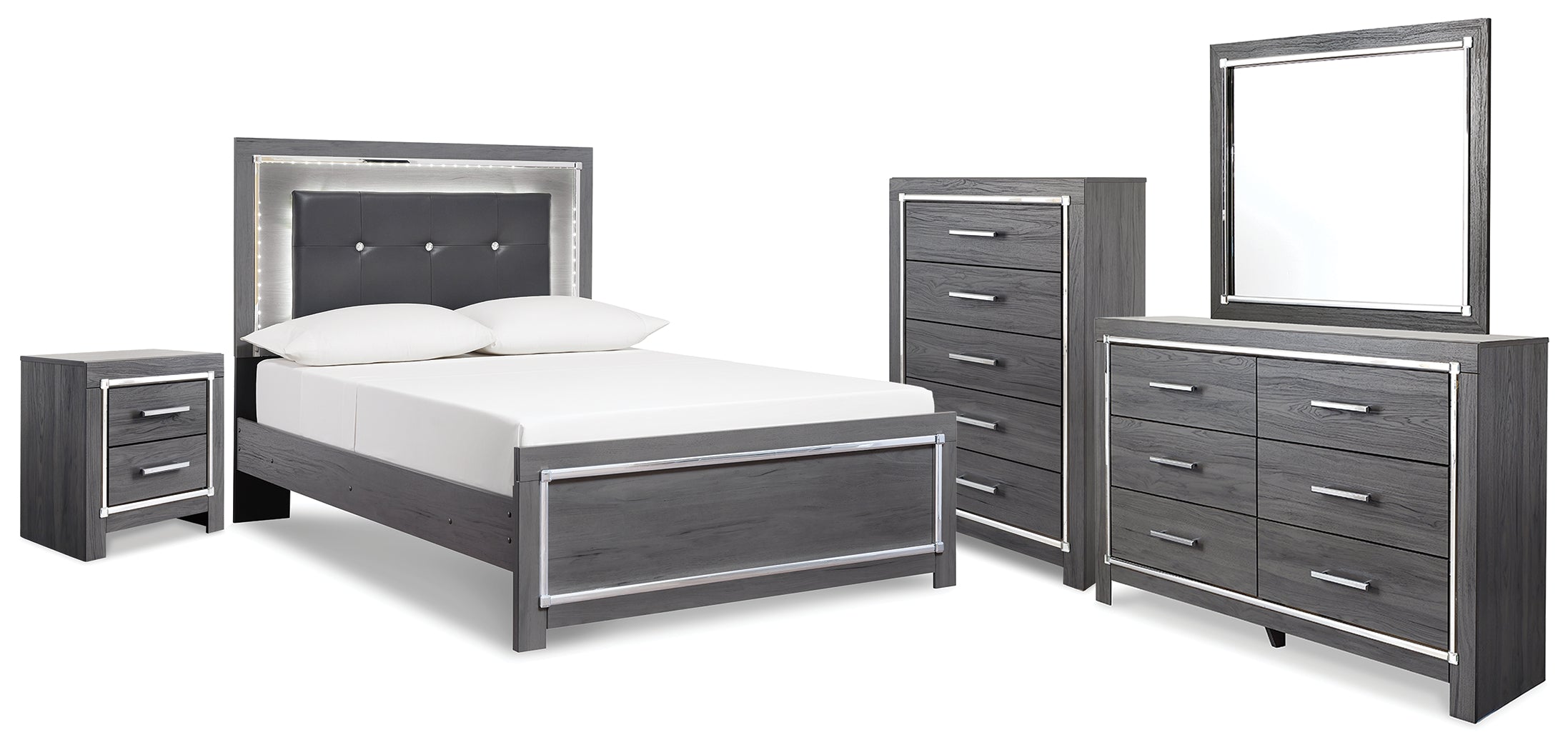 Diamond Furniture - Ashley Furniture - Lodanna Full Panel Bed, Dresser, Mirror, Chest and Nightstand - Full Panel Bed, Dresser, Mirror, Chest and Nightstand - B214B51