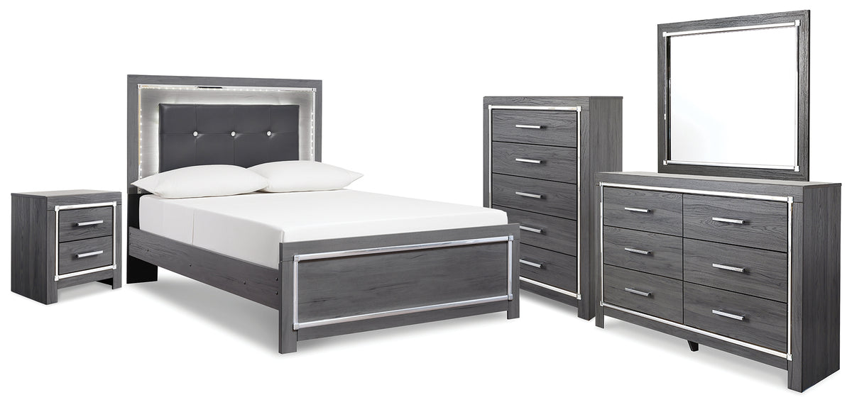 Diamond Furniture - Ashley Furniture - Lodanna Full Panel Bed, Dresser, Mirror, Chest and Nightstand - Full Panel Bed, Dresser, Mirror, Chest and Nightstand - B214B51
