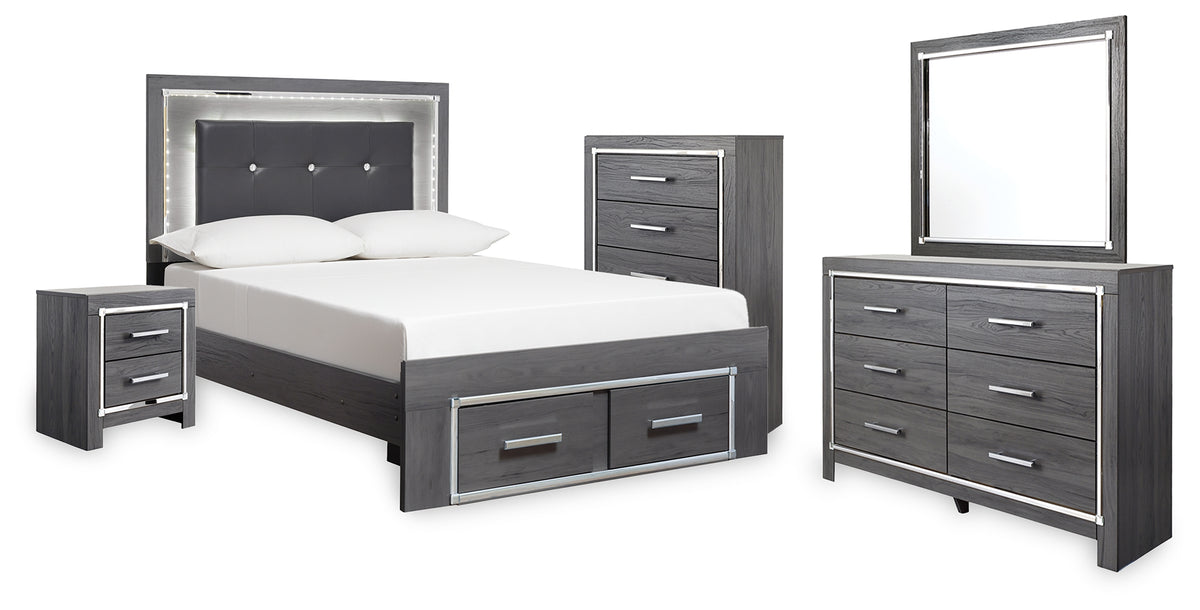 Diamond Furniture - Ashley Furniture - Lodanna Full Storage Bed, Dresser, Mirror, Chest and Nightstand - Full Storage Bed, Dresser, Mirror, Chest and Nightstand - B214B59