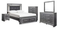 Lodanna Full Storage Bed, Dresser, Mirror, Chest and Nightstand