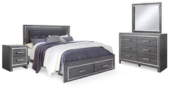 Diamond Furniture - Ashley Furniture - Lodanna King Storage Bed, Dresser, Mirror and 2 Nightstands - King Storage Bed, Dresser, Mirror and 2 Nightstands - B214B35