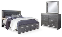 Diamond Furniture - Ashley Furniture - Lodanna King Upholstered Storage Bed, Dresser and Mirror - King Upholstered Storage Bed, Dresser and Mirror - B214B31