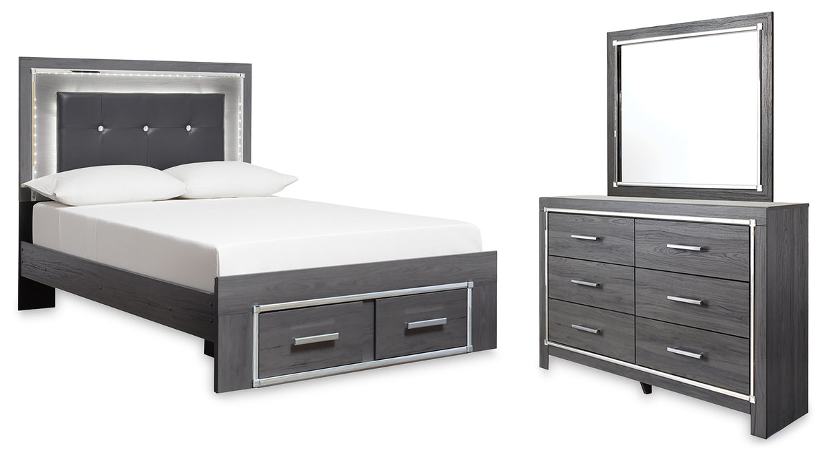 Diamond Furniture - Ashley Furniture - Lodanna Full Storage Bed, Dresser and Mirror - Full Storage Bed, Dresser and Mirror - B214B9