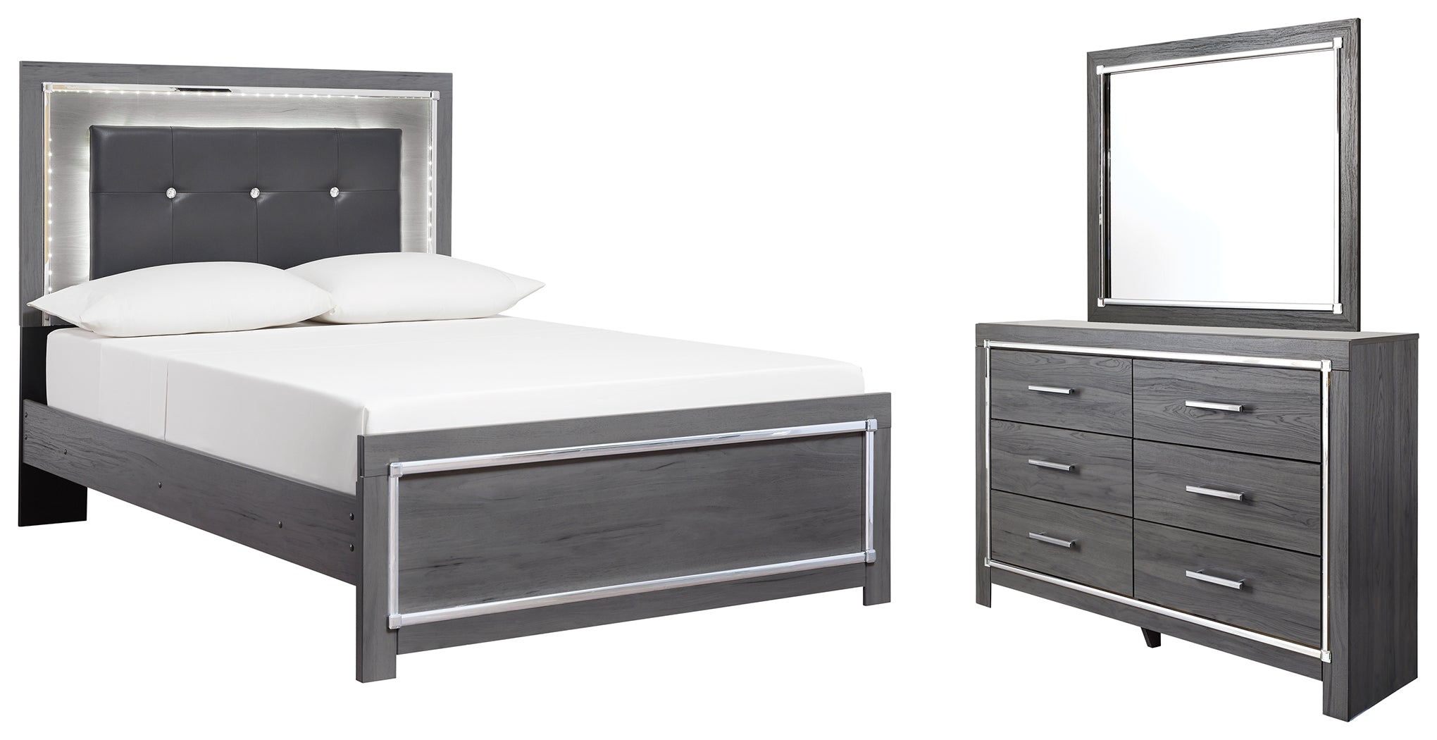 Diamond Furniture - Ashley Furniture - Lodanna Full Panel Bed, Dresser and Mirror - Full Panel Bed, Dresser and Mirror - B214B8