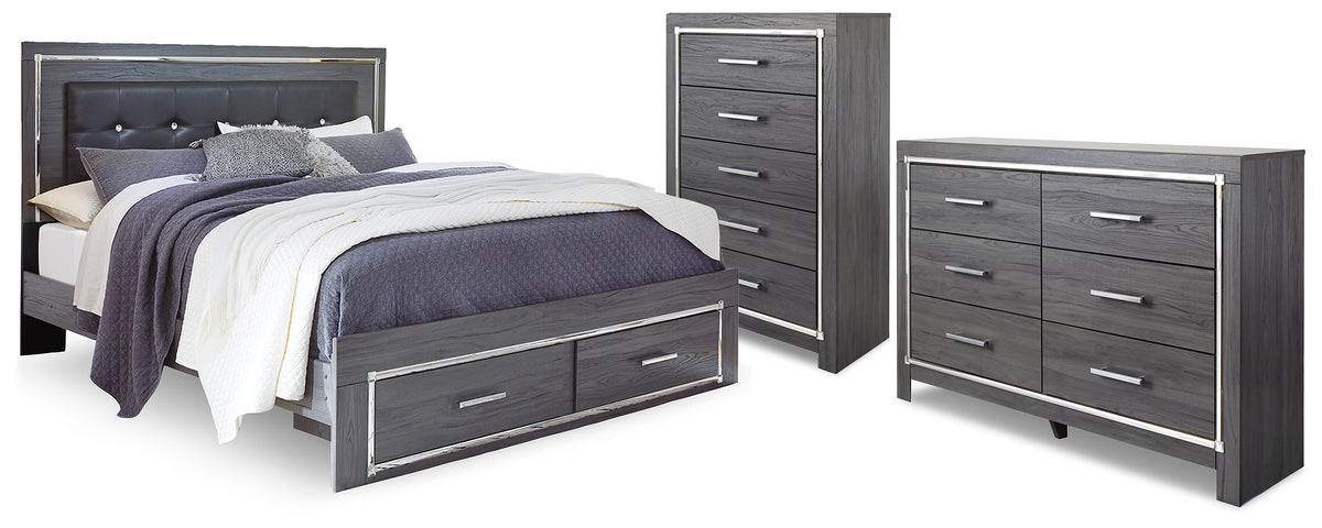 Diamond Furniture - Ashley Furniture - Lodanna King Storage Bed, Dresser and Chest - King Storage Bed, Dresser and Chest - B214B57