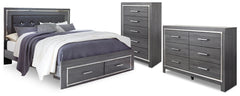 Diamond Furniture - Ashley Furniture - Lodanna King Storage Bed, Dresser and Chest - King Storage Bed, Dresser and Chest - B214B57