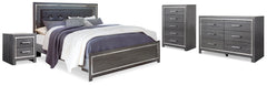 Diamond Furniture - Ashley Furniture - Lodanna King Upholstered Panel Bed, Dresser, Chest and 2 Nightstands - King Upholstered Panel Bed, Dresser, Chest and 2 Nightstands - B214B43