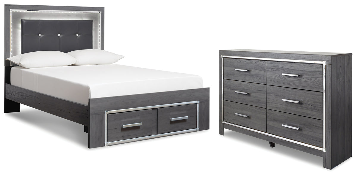 Diamond Furniture - Ashley Furniture - Lodanna Full Panel Storage Bed and Dresser - Full Panel Storage Bed and Dresser - B214B48