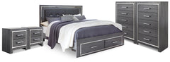 Diamond Furniture - Ashley Furniture - Lodanna King Storage Bed, 2 Chests and 2 Nightstands - King Storage Bed, 2 Chests and 2 Nightstands - B214B58