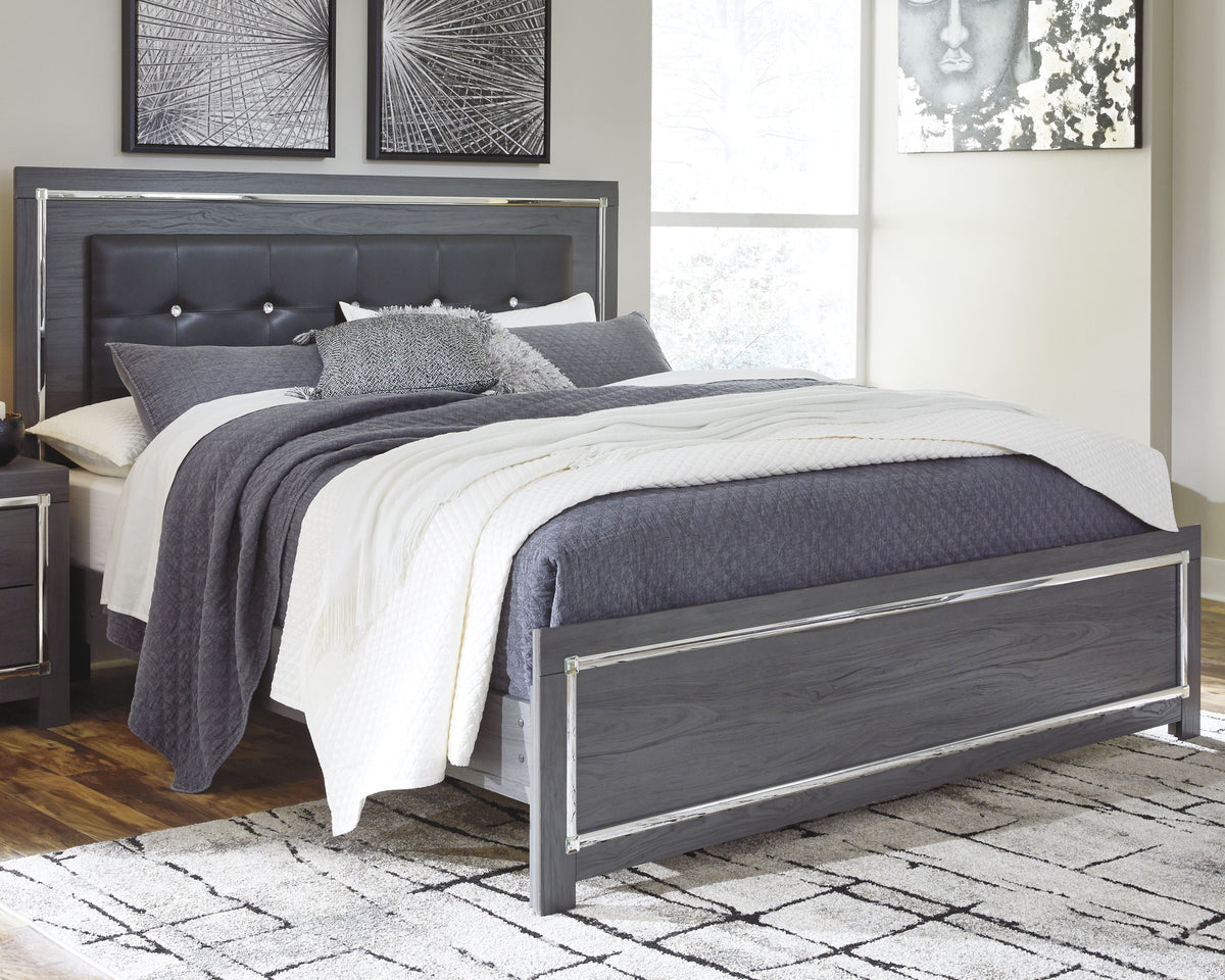 Diamond Furniture - Ashley Furniture - Lodanna King Panel Bed - King Panel Bed / Gray - B214B10