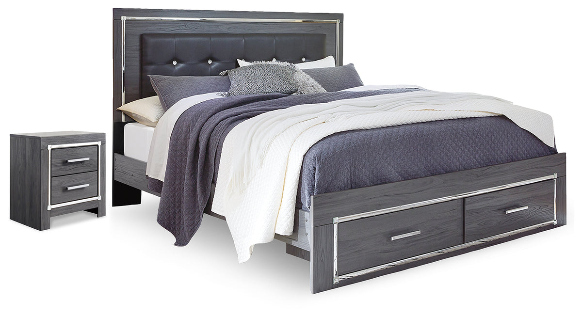 Diamond Furniture - Ashley Furniture - Lodanna King Storage Bed and Nightstand - King Storage Bed and Nightstand - B214B61