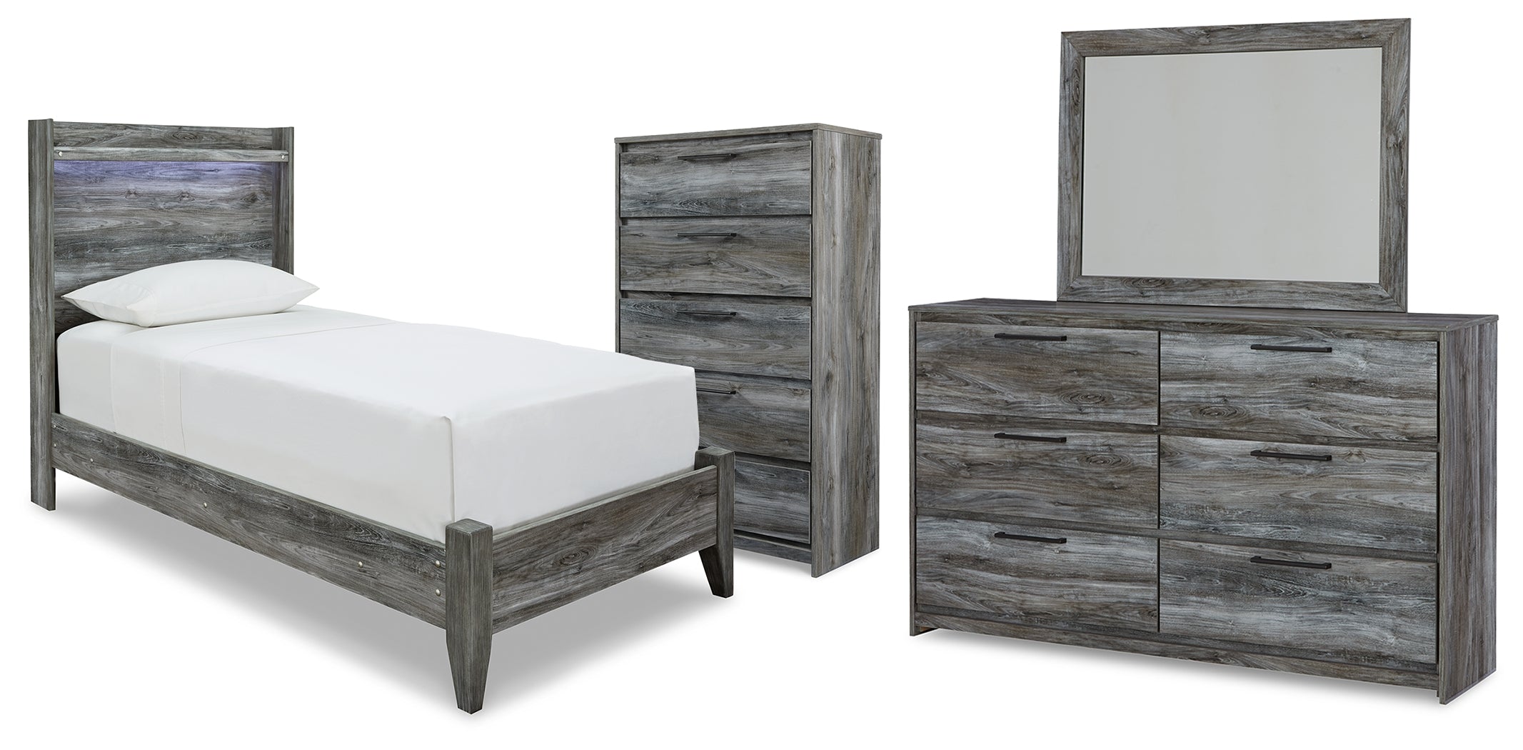 Diamond Furniture - Ashley Furniture - Baystorm Twin Panel Bed, Dresser, Mirror and Chest - Twin Panel Bed, Dresser, Mirror and Chest - B221B95