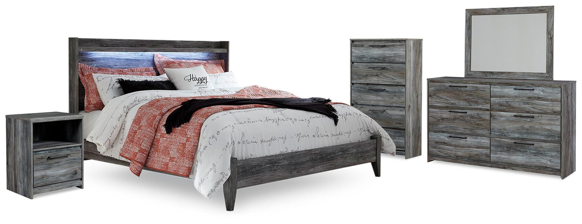 Diamond Furniture - Ashley Furniture - Baystorm King Panel Bed, Dresser, Mirror, Chest and Nightstand - King Panel Bed, Dresser, Mirror, Chest and Nightstand - B221B102