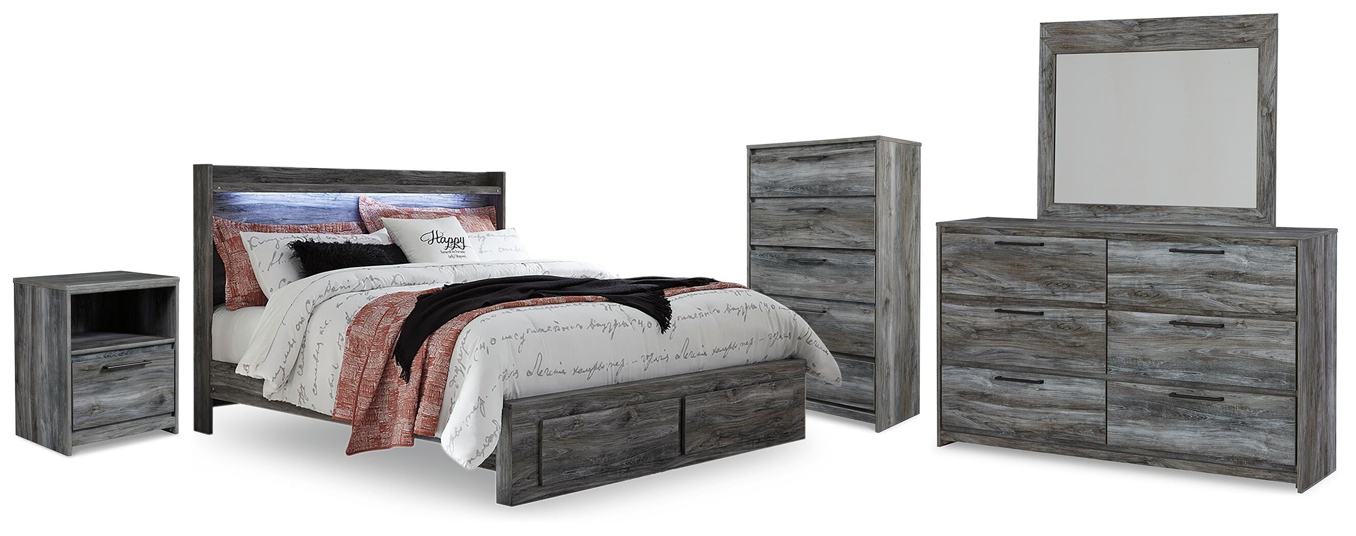 Diamond Furniture - Ashley Furniture - Baystorm King Panel Storage Bed, Dresser, Mirror, Chest and Nightstand - King Panel Storage Bed, Dresser, Mirror, Chest and Nightstand - B221B101