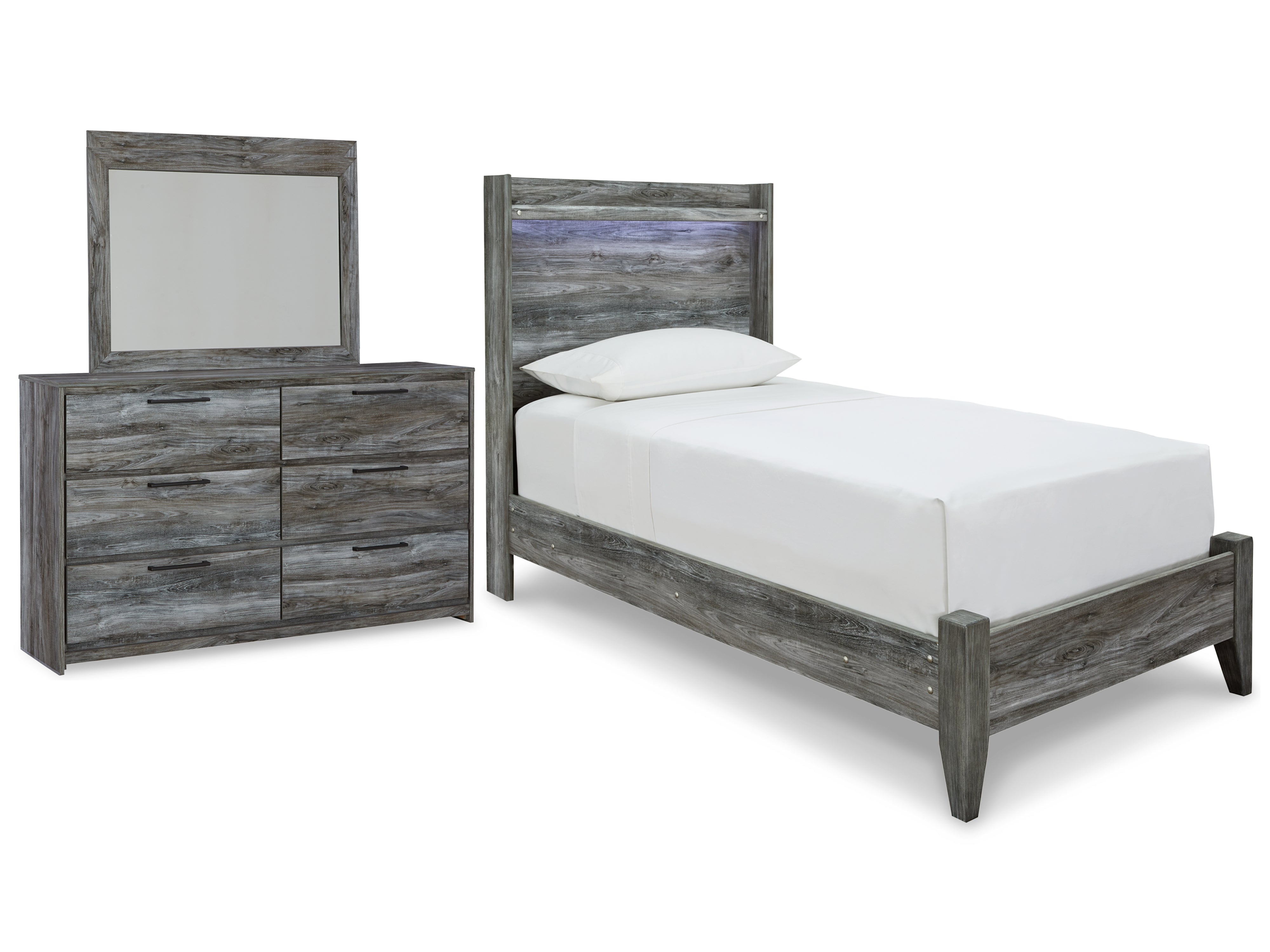 Diamond Furniture - Ashley Furniture - Baystorm Twin Panel Bed, Dresser and Mirror - Twin Panel Bed, Dresser and Mirror - B221B68