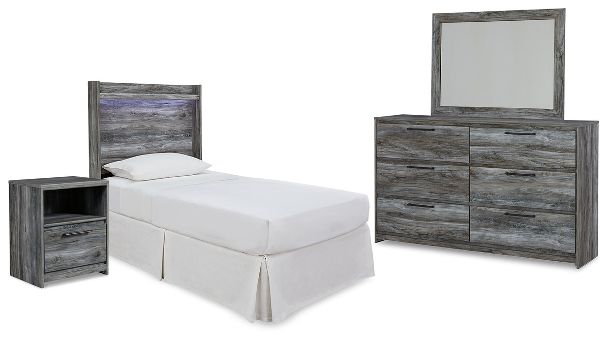 Diamond Furniture - Ashley Furniture - Baystorm Twin Panel Bed Headboard, Dresser, Mirror and Nightstand - Twin Panel Bed Headboard, Dresser, Mirror and Nightstand - B221B40
