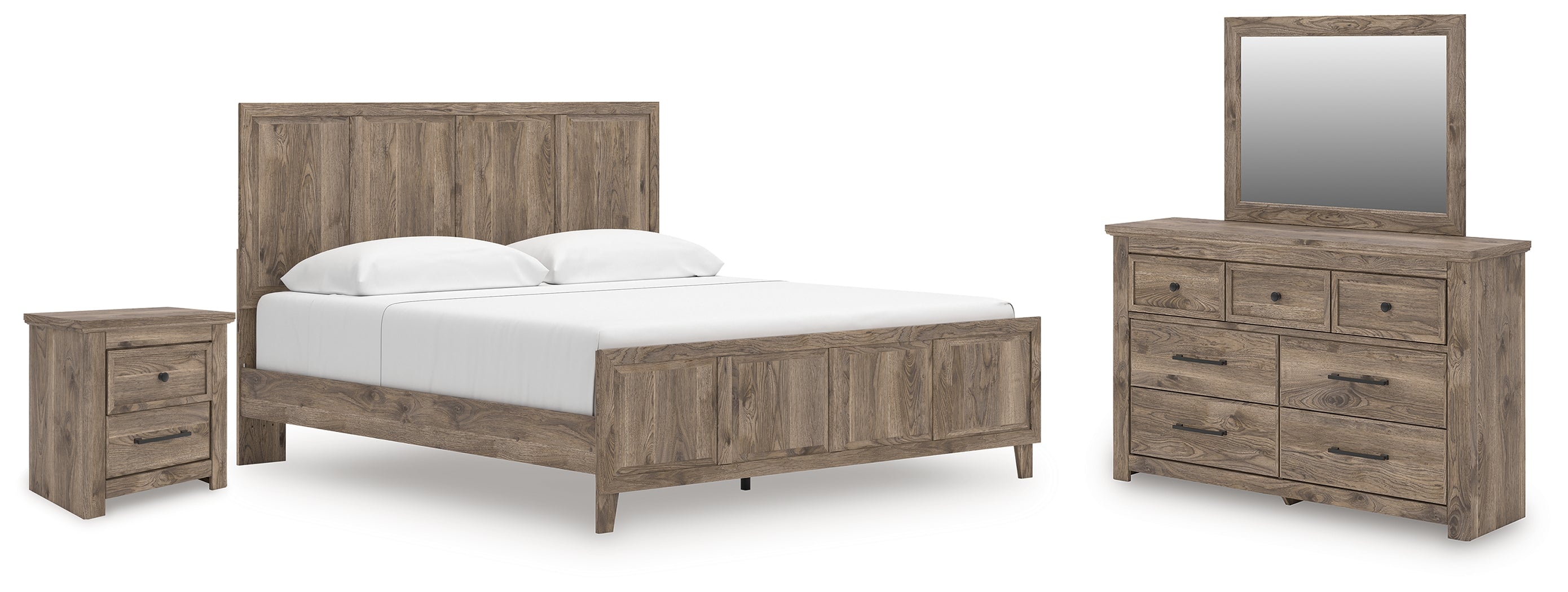 Diamond Furniture - Ashley Furniture - Rusticott King Panel Bed, Dresser, Mirror and Nightstand - King Panel Bed, Dresser, Mirror and Nightstand - PCB2260B11