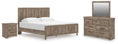 Rusticott King Panel Bed, Dresser, Mirror and Nightstand