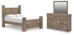 Diamond Furniture - Ashley Furniture - Rusticott Queen Poster Bed, Dresser and Mirror - Queen Poster Bed, Dresser and Mirror - PCB2260B5