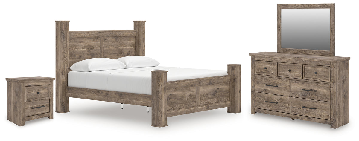 Diamond Furniture - Ashley Furniture - Rusticott King Poster Bed, Dresser, Mirror and Nightstand - King Poster Bed, Dresser, Mirror and Nightstand - PCB2260B12