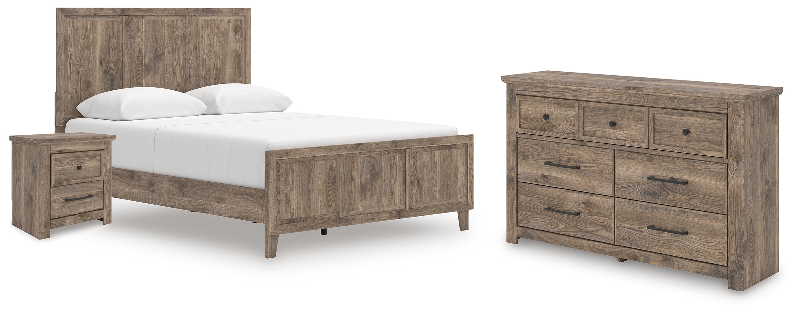 Diamond Furniture - Ashley Furniture - Rusticott Queen Panel Bed, Dresser and Nightstand - Queen Panel Bed, Dresser and Nightstand - PCB2260B10