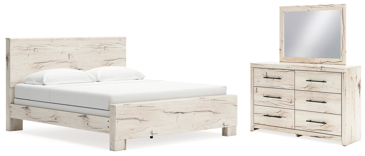 Diamond Furniture - Ashley Furniture - Lawroy King Panel Bed, Dresser and Mirror - King Panel Bed, Dresser and Mirror - B2310B31