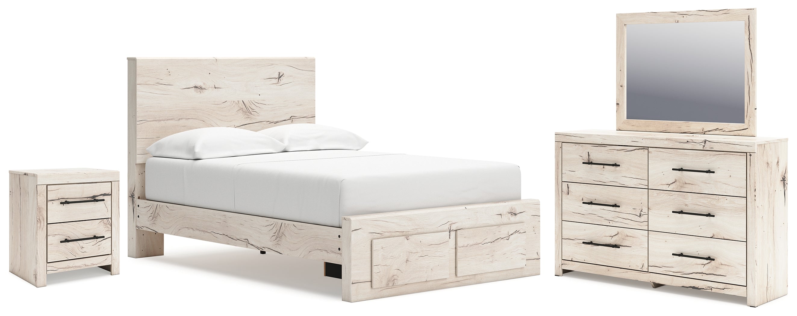 Diamond Furniture - Ashley Furniture - Lawroy Full Panel Storage Bed, Dresser, Mirror and Nightstand - Full Panel Storage Bed, Dresser, Mirror and Nightstand - B2310B54