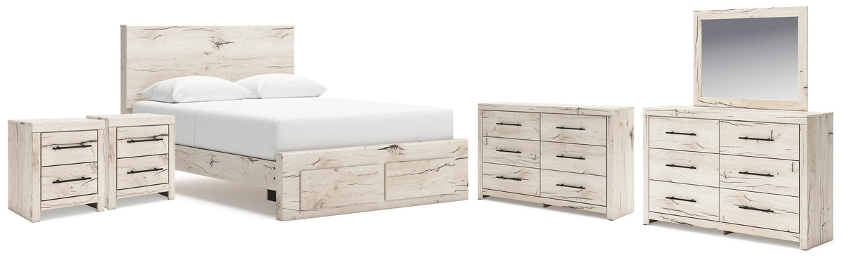 Diamond Furniture - Ashley Furniture - Lawroy Queen Storage Bed, 2 Dressers, Mirror and 2 Nightstands - Queen Storage Bed, 2 Dressers, Mirror and 2 Nightstands - B2310B49