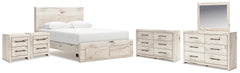 Diamond Furniture - Ashley Furniture - Lawroy Queen Storage Bed, 2 Dressers, Mirror and 2 Nightstands - Queen Storage Bed, 2 Dressers, Mirror and 2 Nightstands - B2310B49