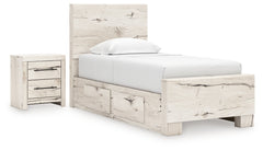 Diamond Furniture - Ashley Furniture - Lawroy Twin Panel Bed with Storage and Nightstand - Twin Panel Bed with Storage and Nightstand - B2310B53