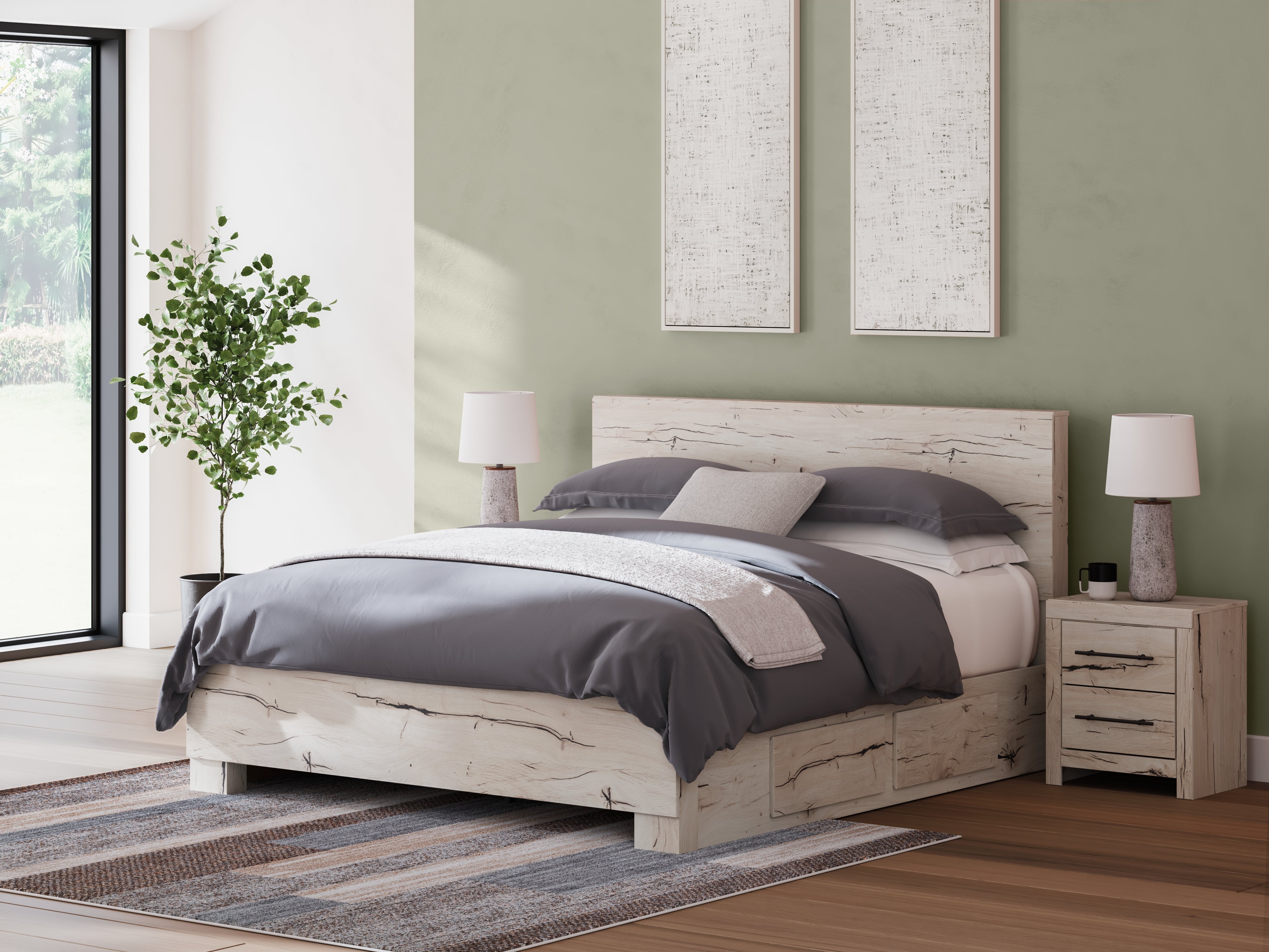 Diamond Furniture - Ashley Furniture - Lawroy King Panel Bed with Storage - King Panel Bed with Storage - B2310B13