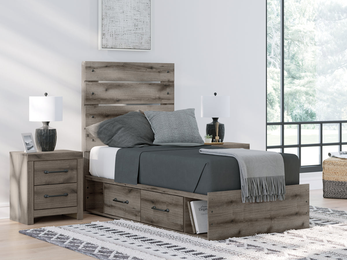 Diamond Furniture - Ashley Furniture - Graystorm Twin Panel Storage Bed - Twin Panel Storage Bed - PCB2405B18